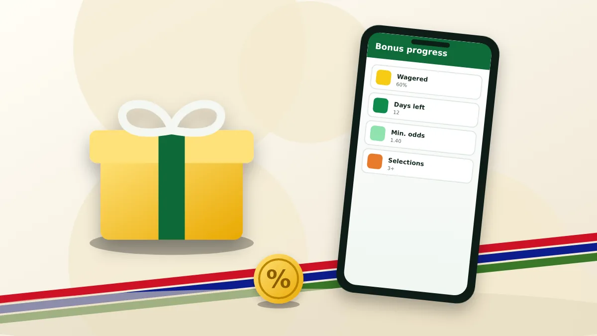 Gift box next to a phone tracking bonus progress