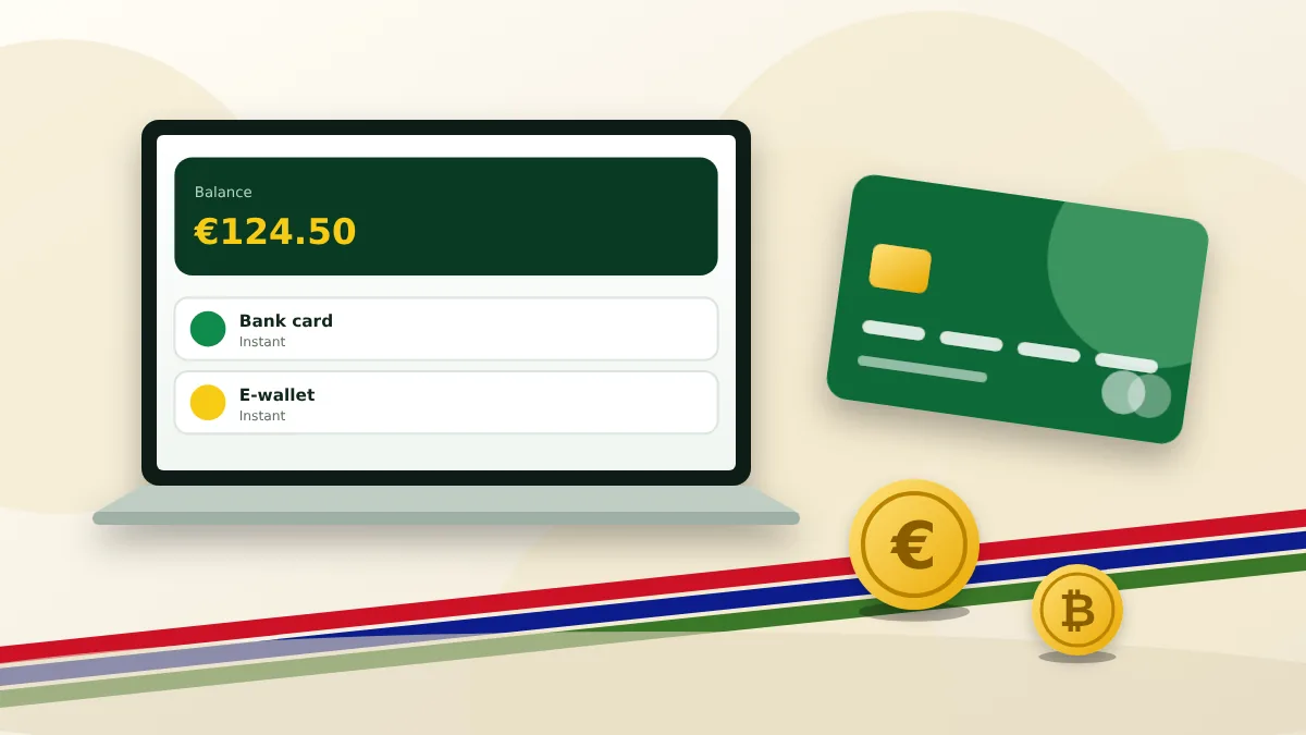 Laptop with an account balance, a bank card and gold coins